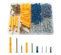Assortiment de 300 vis d'ancrage auto-perceuses en plastique pour cloison sèche et vis à tête plate galvanisées avec boîte de rangement