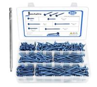Assortiment de 350 vis à trous de poche, 5 tailles #8 x 1, 3,8 cm, 3,8 cm, 3,8 cm, 5,1 cm, 6,3 cm, 6,3 cm, ensemble de vis à bois à filetage grossier autotaraudeuses à filetage grossier, revêtement