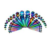 Assortiment de 36 écarteurs d'oreille coniques en acier inoxydable, 1.6/2/2.5/3/4/5/6/8/10mm, Acier inoxydable, Sans pierre