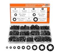 Assortiment de 360 rondelles de sécurité rapides à dents intérieures en forme d'étoile - Rondelles de blocage de rechange à clipser