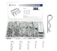 Assortiment de 366 goupilles fendues en acier au carbone galvanisé pour automobile, VTT, moto tout-terrain, tondeuse à gazon (5/32", 9/64", 7/64", 5/64", 3/32")