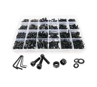Assortiment de 400/2100 pièces M1,6 M2 M2,5 M3 M4 M5 en acier noir de grade 12.9, vis à tête cylindrique hexagonale, boulon, écrou, rondelle(Set C 1140pcs)