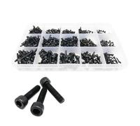 Assortiment de 400/2100 pièces M1,6 M2 M2,5 M3 M4 M5 en acier noir de grade 12.9, vis à tête cylindrique hexagonale, boulon, écrou, rondelle(Set B 650pcs)