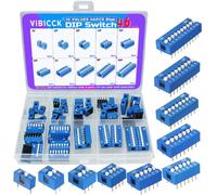 Assortiment de 45 interrupteurs à double rangée de 10 valeurs rouges 1 2 3 4 5 6 7 8 9 10 positions 2,54 mm PCB Montable On Off Slide Type Toggle Disques Disques d'expérimentation (bleu, 45 pièces)