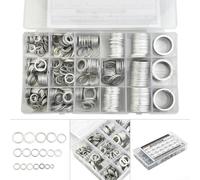 Assortiment de 450 rondelles de vidange d'huile en aluminium résistant à l'usure pour machines automobiles avec boîte de rangement en plastique