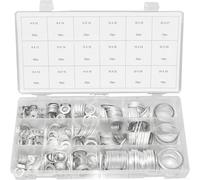 Assortiment de 450 rondelles plates en aluminium, 18 tailles, ensemble de joints de vidange avec boîte de rangement pour réparation d'appareils électriques automobiles, cales en métal argenté