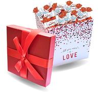 Assortiment de 50 bonbons au chocolat KINDER Schokobons et Mini Bueno dans une Jolie Boite " All you Need is Love" | Prêt à Offrir