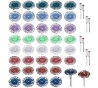 Assortiment de 50 disques à poils radiaux de 25 mm/1'', brosses abrasives de détail avec mandrins de 2,35 mm et 3 mm ODIPIE