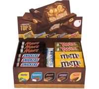Assortiment de 53 Chocolats Individuels (Twix x12, Snickers x12, M&M’s x12, Mars x12, Bounty x5) Format Maxi 2.637g
