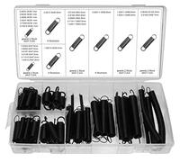 Assortiment de 54 ressorts de traction en acier avec double crochet et finition noire