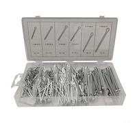 Assortiment de 555 pièces de goupilles fendues avec clips R et goupilles d'indexation à ressort, fixations en acier galvanisé dans un étui refermable pour applications industrielles, mécaniques et