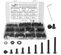 Assortiment de 560 vis à tête hexagonale M4 - M4 x 6/8/10/12/16/20/25/30 mm - Écrous et rondelles - En acier inoxydable 304 peint en noir - Pas de filetage 0,7 mm