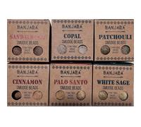 Assortiment de 6 boules d'encens banjara parfumées - Smudge Beads - Sandlawood, copal, patchouli, cannelle, palo santo, sauge blanche