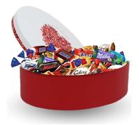 Assortiment de 60 Chocolats Toblerone, Milka, Daim et Célébrations dans une Boite Ovale "" Je t'aime "" | Idéal pour Offrir