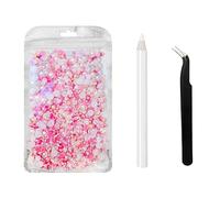 Assortiment de 60 g de perles et strass à dos plat pour loisirs créatifs, avec 1 stylo à point, 1 pince à épiler, autocollants en cristal diamant