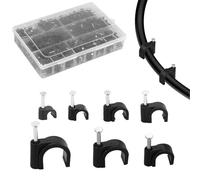 Assortiment de 630 Clips de Câble Multi-tailles (4 à 12 mm) - Attaches Murales et Blindées Noires pour Fils Extérieurs et Intérieurs