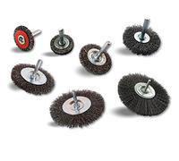 Assortiment de 7 brosses rotatives circulaires métalliques Ø 30-38-50-60-75-100-125 mm | Sur tige Ø 6 mm | Brins acier Ø 0,30 mm dur | Pour perceuse ou visseuse à mandrin | Kibros 26xxAT8x7div