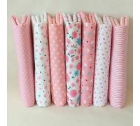 Assortiment de 7 pièces de tissu en coton épais prédécoupé pour loisirs créatifs et loisirs créatifs (rose)