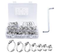 Assortiment de 73 Serre-joints à Tuyaux, Colliers de Serrage Réglables en Acier Inoxydable 304 de 6 à 38 mm pour Tuyau d'Eau, Plomberie, Automobile et Mécanique, Assortiment de 7 Tailles