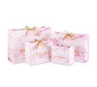 Assortiment de 8 sacs fourre-tout en marbre, élégants avec fermeture à ruban, masque facial qualité supérieure et emballage vêtements for boutique(Roze)