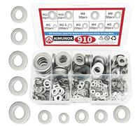 Assortiment de 910 rondelles plates en acier inoxydable 304 de 9 tailles M2 M2,5 M3 M4 M5 M6 M8 M10 M12 Convient pour la décoration de la maison, la réparation d'usines, les cuisines et la