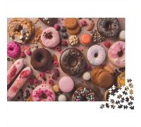 Assortiment de Beignets Puzzle 1000 Pièces -Style Village de Noël-Adulte Enfants Qualité Supérieure Classique Papier Cadeau pour Hommes Jeu De Famille Éducatif Défi 38x26cm/1000pcs