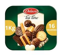 Assortiment de Biscuits Fins Tea Time, 16 Recettes Variées, Boîte de 1kg pour Moments de Dégustation - Lot de 2