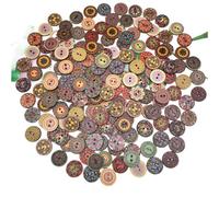 Assortiment de boutons décoratifs ronds en bois imprimés floraux, 50/100, 2 trous, manchette peints, bricolage, couture Pour La Couture(50Pcs,20mm)