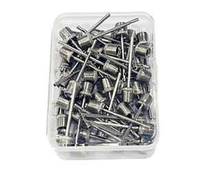 Assortiment de broches de pompe à ballon de sport avec étui de rangement transparent, pièces de gonfleur à visser en acier inoxydable pour broches de remplacement de basket-ball, pièces de gonflage en