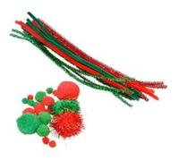 Assortiment de Chenilles "Pompons" Rouge & Vert G