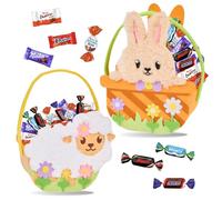 Assortiment de Chocolats | 2 Paniers Lapin/Mouton garnis de 40 Bonbons au chocolat : CELEBRATIONS, MILKA, DAIM et KINDER | Idéal à Offrir, Cacher ou comme Décoration de Pâques