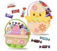 Assortiment de Chocolats | 2 Paniers Oeufs/Poussin garnis de 40 Bonbons au chocolat : CELEBRATIONS, MILKA, DAIM et KINDER | Idéal à Offrir, Cacher ou comme Décoration de Pâques