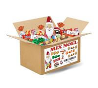 Assortiment de Chocolats de Noël et Pâtes de Fruits | KINDER Schokobons et Mini Bueno,DAIM, Papillotes REVILLON, Bouchées Praliné, Figurines | 800g de Gourmandises à Partager