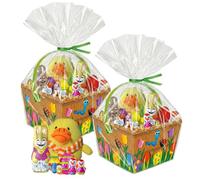 Assortiment de Chocolats de Pâques | 2 Paniers Chasse aux oeufs garnis de 40 Friandises et leur Poussin : KINDER Schokobons, Oeufs et Moulages | Cadeau gourmand Enfant et Famille