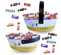 Assortiment de Chocolats de Pâques | 2 Paniers Chasse aux oeufs garnis de 60 Friandises : KINDER Schokobons et Mini - Bueno, Daim, Célébrations, Milka | Idéal à Offrir, Cacher