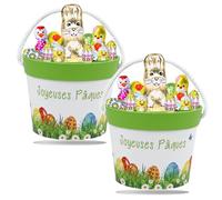 Assortiment de Chocolats de Pâques | 2 Seaux garnis de 20 confiseries : Schokobons,Moulages et Œufs | Idéal à Offrir, Cacher ou comme Décoration de Pâques