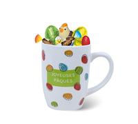 Assortiment de Chocolats de Pâques | Mug garni de 20 confiseries : Papillotes REVILLON, Moulage Lapin, Figurines et Œufs | Idéal à Offrir, Cacher ou comme Décoration de Pâques