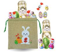Assortiment de Chocolats de Pâques | Pochon Lapin garni d'un Assortiment de 30 Friandises : KINDER Schokobons, Moulage Lapin, Figurines et Œufs | Idéal à Offrir, Cacher ou comme Décoration de Pâques