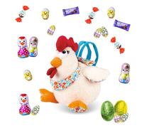 Assortiment de chocolats de Pâques | Sachet de 30 Friandises et sa Poule beige : KINDER Schokobons, MILKA, Figurines et Œufs | Idéal à Offrir, Cacher ou comme Décoration de Pâques