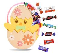 Assortiment de Chocolats | Panier Poussin garni de 40 Bonbons au chocolat : CELEBRATIONS, MILKA, DAIM et KINDER | Idéal à Offrir, Cacher ou comme Décoration de Pâques