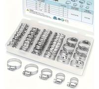 Assortiment de colliers de serrage en acier inoxydable, ensemble de colliers de serrage à vis sans fin pour tuyaux de carburant (0,6 cm à 3,8 cm)