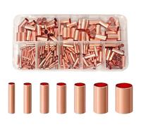 Assortiment de connecteur de tube en cuivre 250pcs, 7 tailles raccords tuyaux en cuivre droits (1, 5/2/2, 5/3/4//6mm) pour HVAC, réfrigérateur, AC, plomberie et électronique