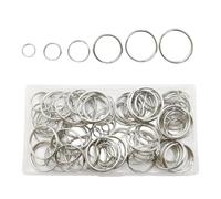 Assortiment de connecteurs de fermetures fendues en fer, six tailles, 120 total avec boîte de rangement transparente pour les étiquettes de tous les jours, breloques, projets de quincaillerie de de