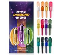 Assortiment de couleurs de lèvres brillantes | Ensemble de paillettes de 12 nuances, finition de maquillage réfléchissante, étui de rangement à charnière, choix