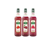 Assortiment de fruits rouges du printemps : sirop de fraise, de cerise, de framboise