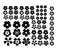 Assortiment de gommettes autocollantes en forme de fleurs - Noir, Assortiment