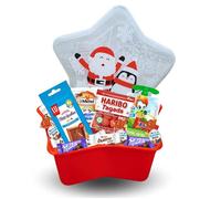 Assortiment de Gourmandises Kinder, Lu, Milka... Dans une Boite Etoile Rouge | Le Cadeau Parfait pour un goûter de Noël réussi