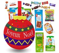 Assortiment de Gourmandises pour un Goûter Magique dans un sac Boule de Noël | Biscuits, Chocolats & Confiseries Kinder, Lu, Milka | Le Cadeau Parfait pour Noël