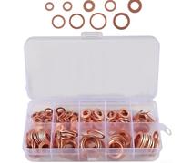 Assortiment de joints de rondelle en cuivre avec boîte, 50/100/120 pièces de joints plats compatibles avec boulons métriques, vis, écrous pour diverses applications (aluminium-100 pièces)