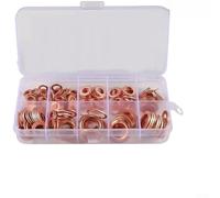 Assortiment de joints plats en cuivre avec boîte de rangement, anneaux d'étanchéité en cuivre rouge pour boulons de carter, écrous, vis, ensemble de matériel haute résistance à la chaleur (50/100/120